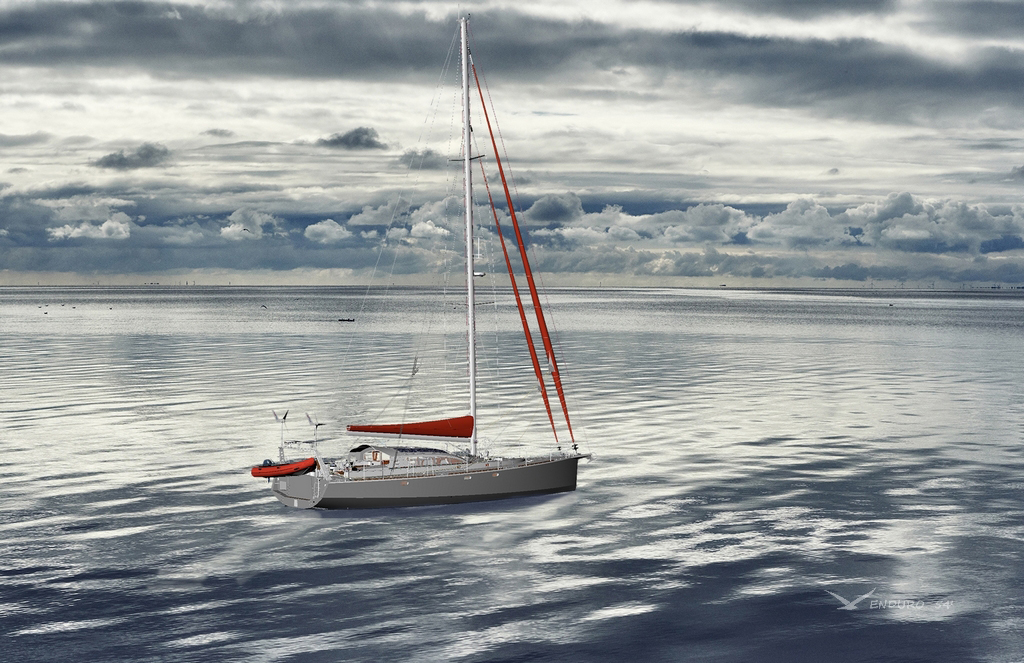 Dinghy on aluminum boat arch