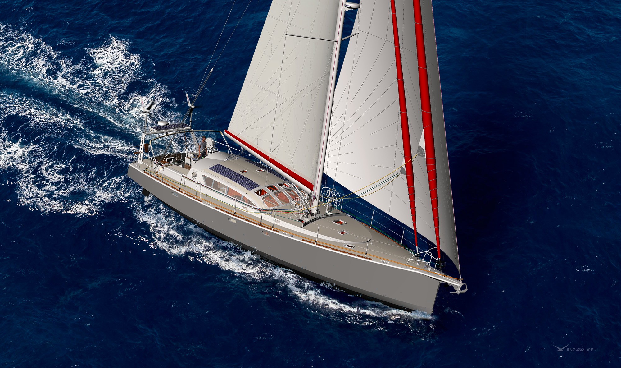 aluminium sailboat in icebergs