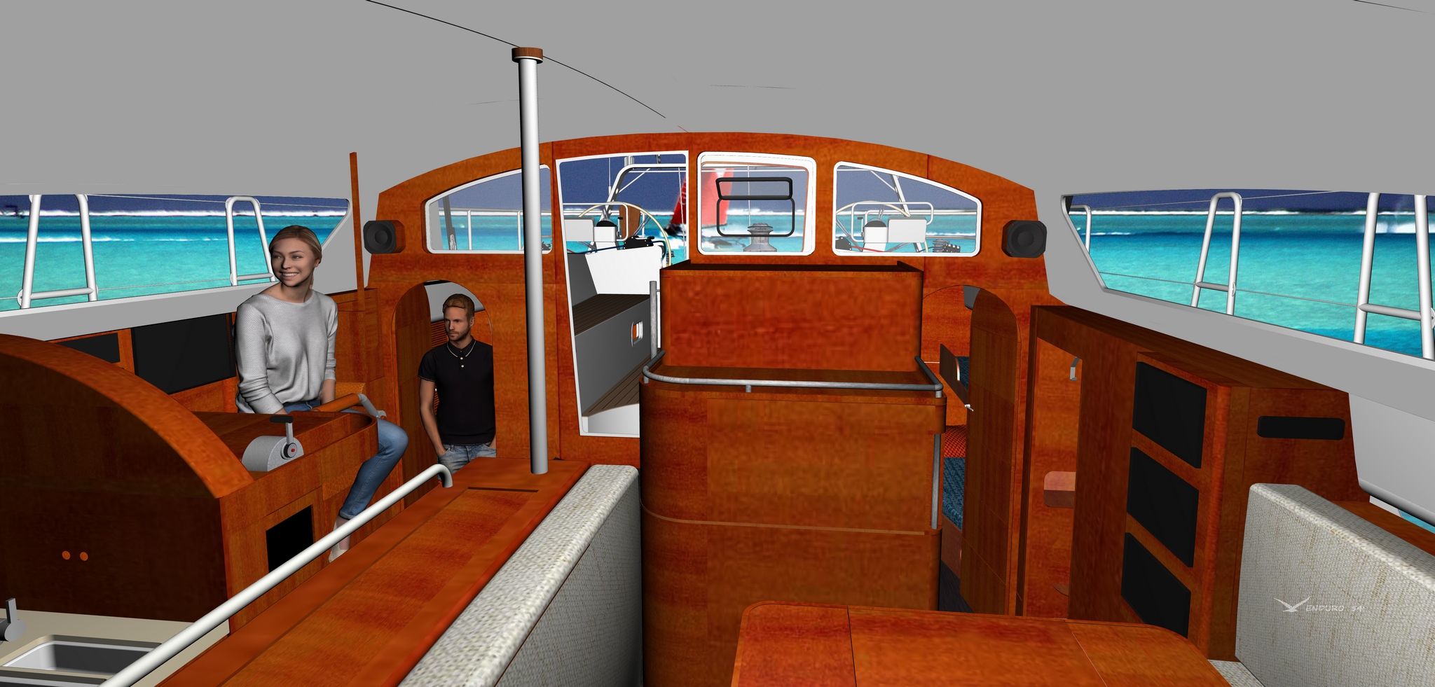 arrière pilot-house voilier de voyage