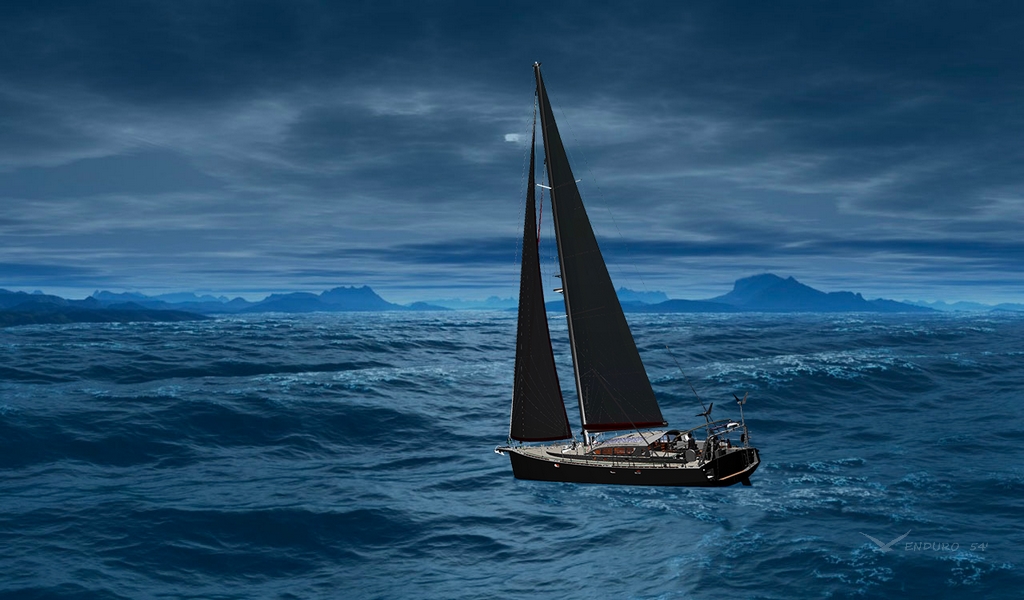  voilier au clair de lune dans le golfe de l'Alaska