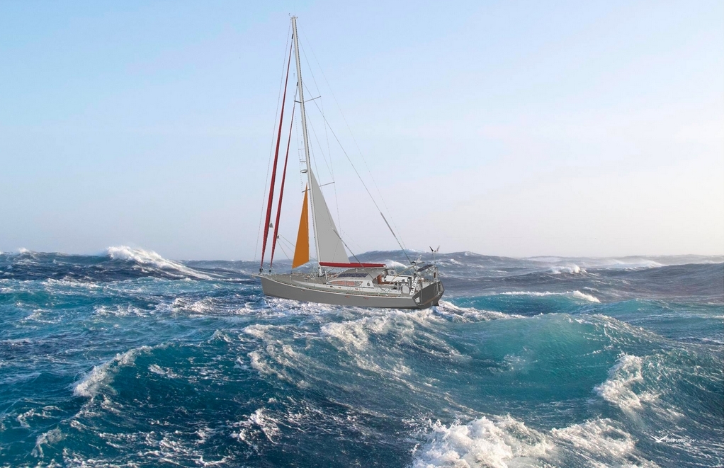voilier alu dans la tempête